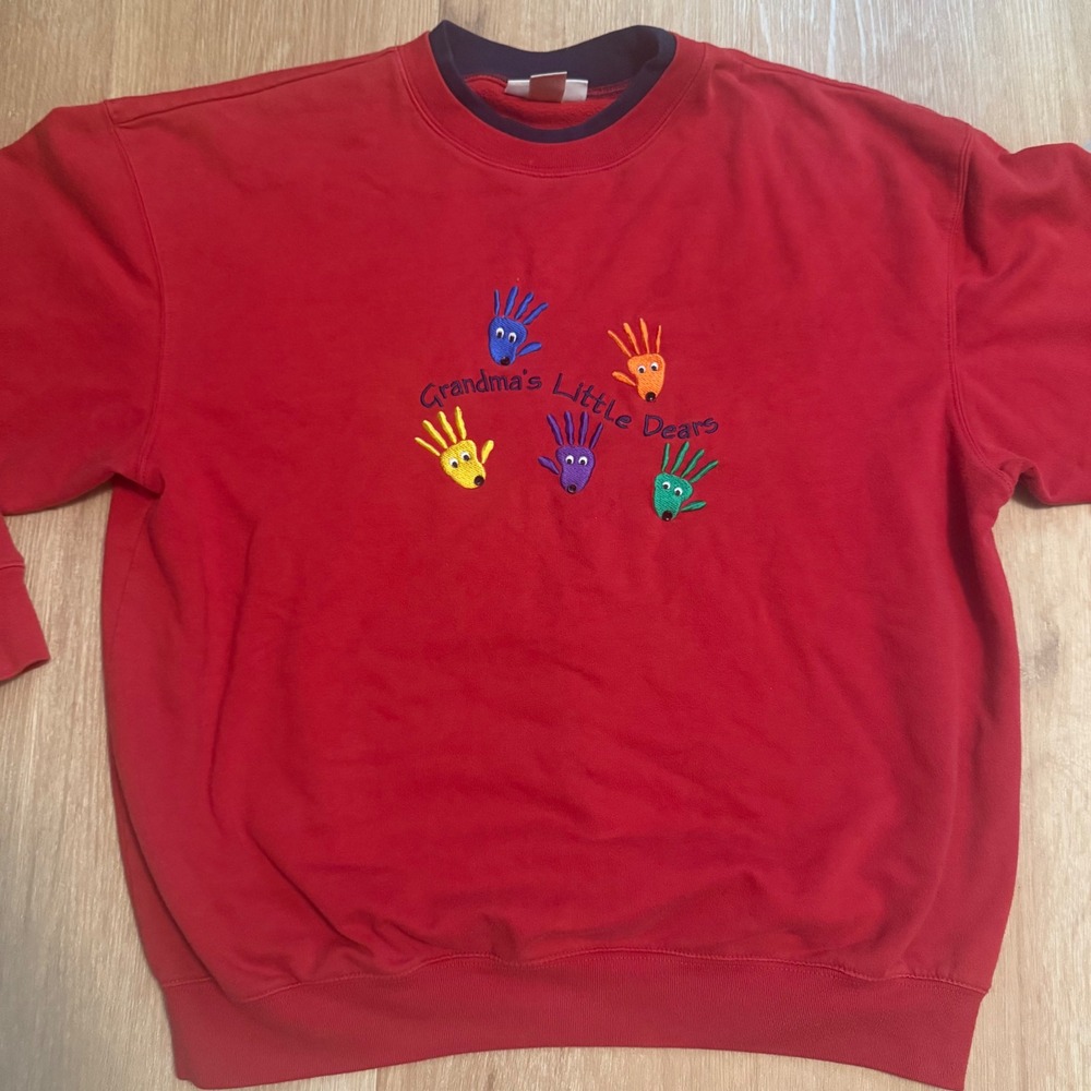VTG MC Sportswear Red Grandma's Little Dears Embroidered Sweatshirt Womens 1X